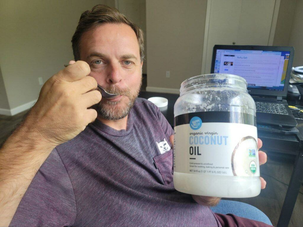 Arc doing some oil pulling as he wraps up editing this article